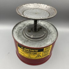 Justrite Plunger Can USED 2 Quart Made In USA Red Steel 10208