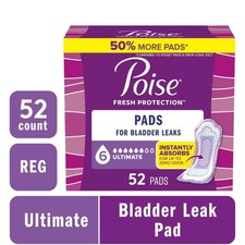 Incontinence Pads for Women Maximum Absorbency Regular Length 52 Count