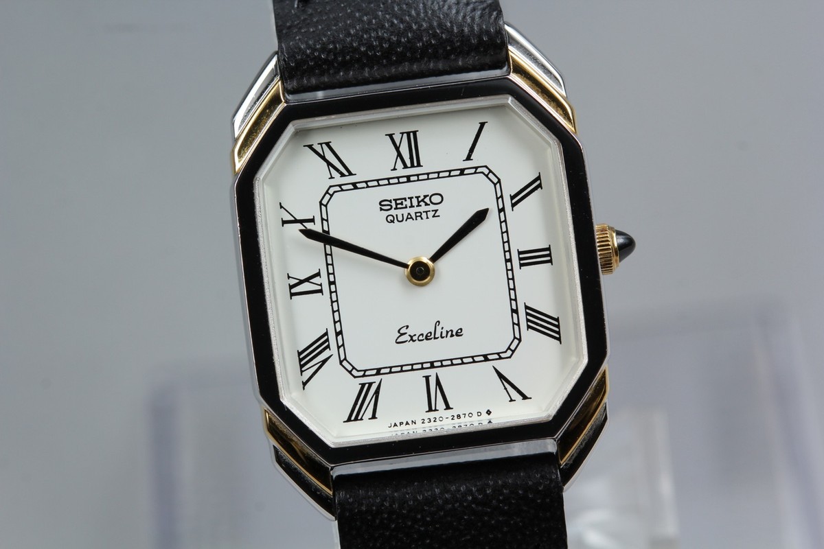 Vtg 1981 Seiko Exceline 2320-6440 Tank Two-Tone Roman Quartz
