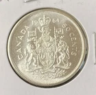 1964 Uncirculated Canada 50 Cents Half Dollar 0.8000 Silver ASW 0.3 Oz Free Ship