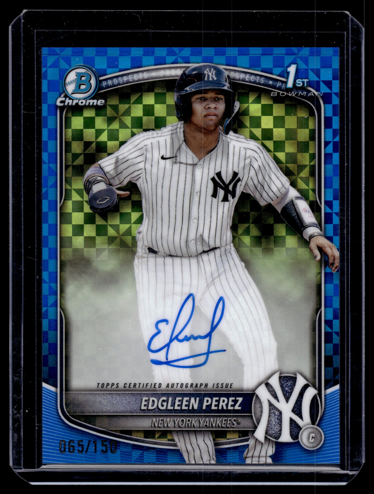 Edgleen Perez 2025 Bowman Chrome Blue X-Fractor Auto Card /150 #CPA-EPZ