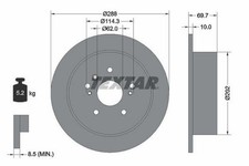 2x TEXTAR PRO Disque de frein Arrière pour TOYOTA Highlander I (XU20) 288mm
