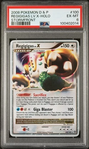 2008 POKEMON DIAMOND & PEARL STORMFRONT #100 REGIGIGAS LV.X-HOLO PSA 6