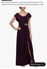 Alex Evenings Matte Jersey with Pleated Bodice Detail Dress Sz 14P 199