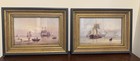 Vintage Oil Paintings Framed w/Glass Set of 2 Maritime Scenes Nautical Painting