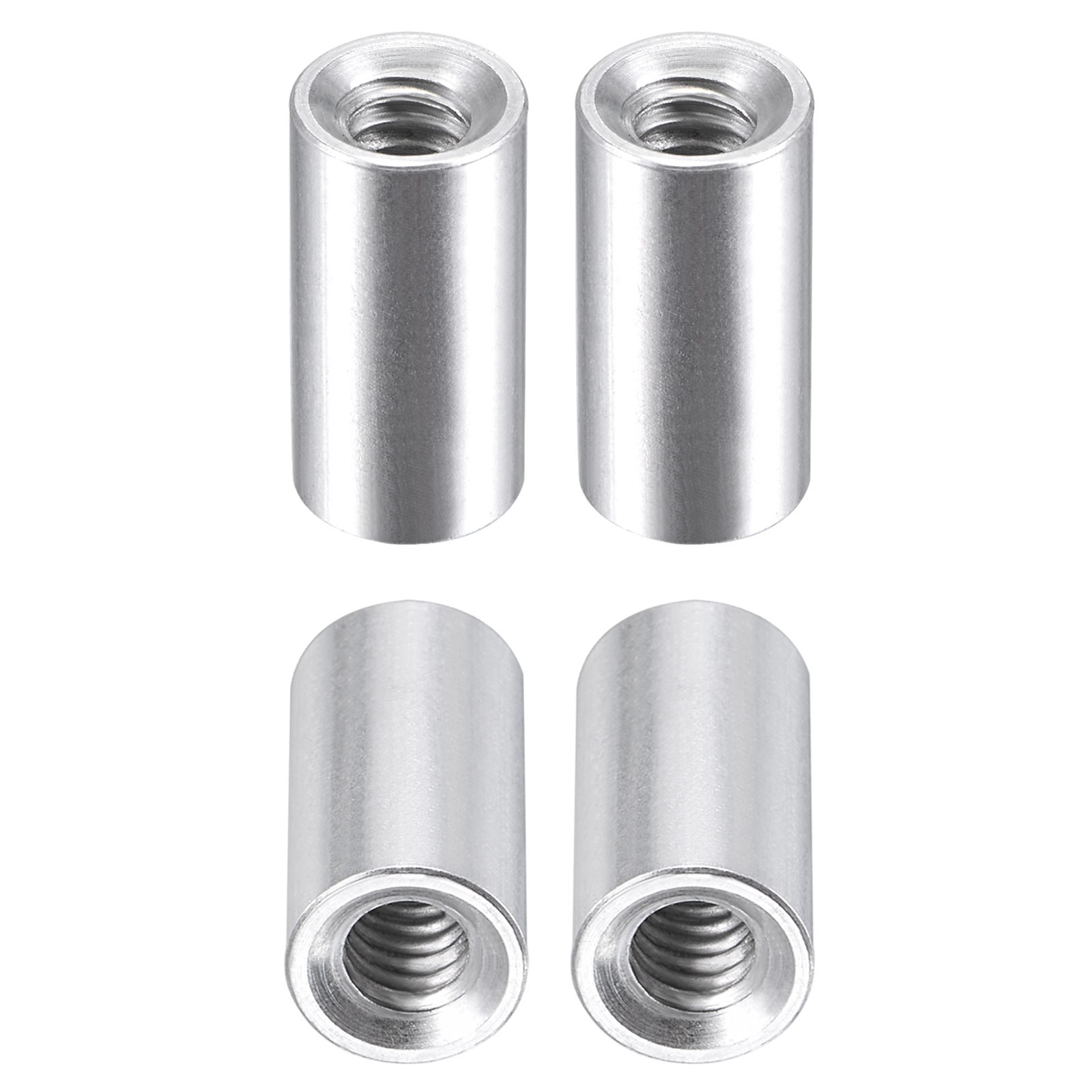 1/4-20x20mm(DxL) Coupling Connector Nut Threaded Sleeve Rod 4Pcs for Furniture