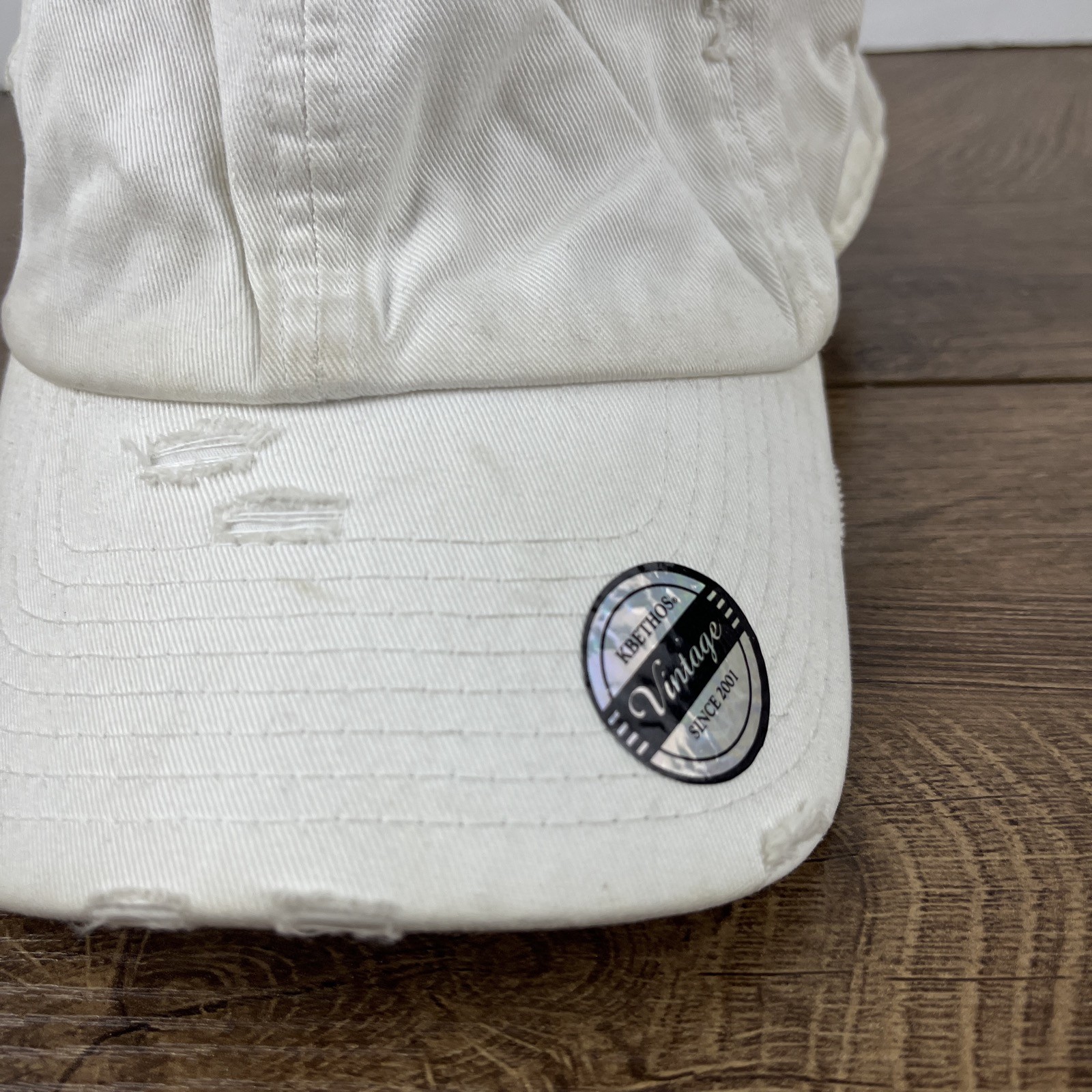 Distressed White Hat Baseball Adjustable Baseball… - image 5