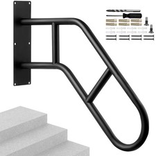 29" Wall Mounted Handrail for Outdoor Steps Hand Rail for 1-3 Stairs Black UK