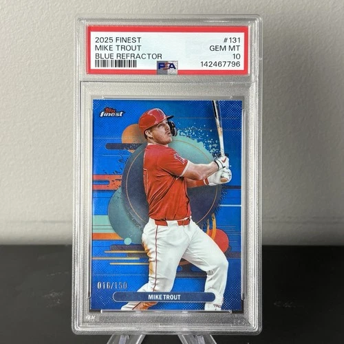 Mike Trout 2025 Topps Finest Uncommon Blue Refractor /150 PSA 10 Low Pop 4 Card