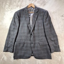 Pronto Uomo Platinum Blazer Mens 44R Gray Windowpane Wool 2 Button Double Vent