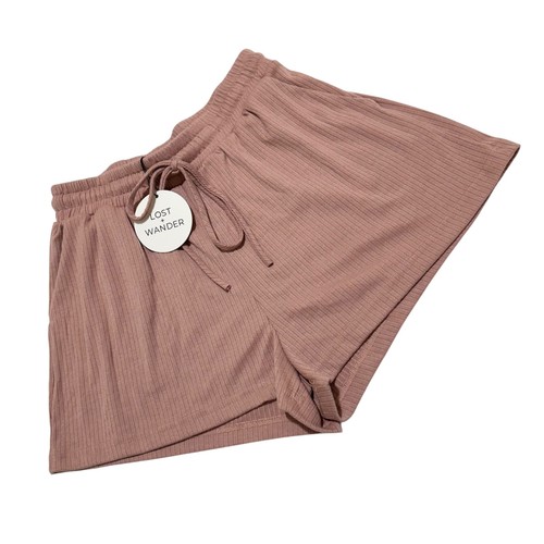 LOST + WANDER ~ Womens Size M Pink Rib Drawstring Shorts NWT - Picture 3 of 6