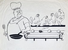 DDR Oeufs Volaille Poules Koch Politique Caricature Alfred Beier-Red Dessin 1967