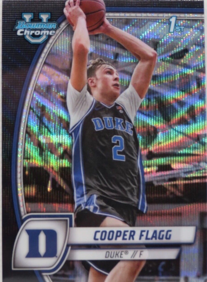 Cooper Flagg 2024-25 Bowman Chrome University Black Wave Refractor RC #16 Duke🔥