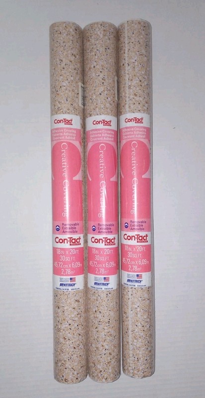 3 New Rolls Of Con-Tact Removable Adhesive Contact Covering 18" x 20' Granite