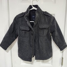 GapKids Gray Wool Blend Military-style Jacket with quilted lining SZ XS