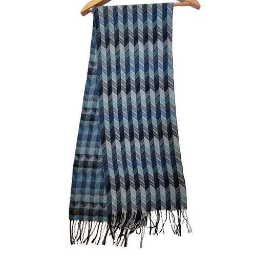 Merona Plaid Blue Green 100% Acrylic Rectangle Scarf 62 X 11.5 Tassels |  eBay