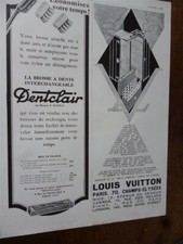 VUITTON malle armoire 133 + brosse dents DENTCLAIR pub papier ILLUSTRATION 1928