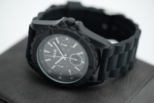 folio analog display quartz black watch 45mm case