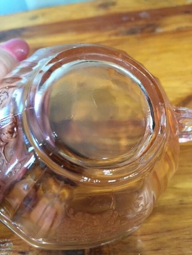 Anchor Hocking Mayfair Open Rose Pink Depression Glass Square Cup 2-1/8" vintage - Imagen 5 de 11