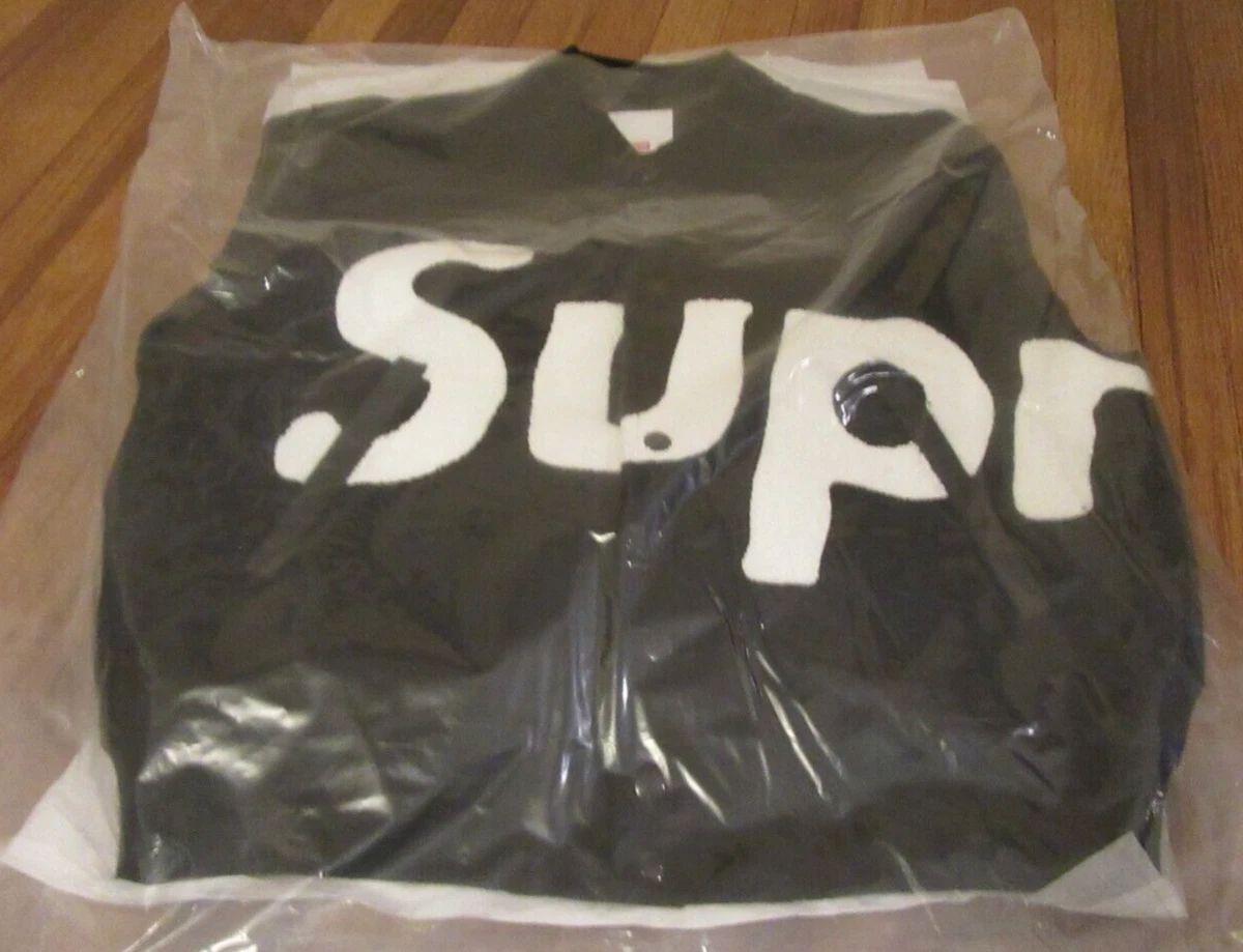 Supreme Big Logo Chenille Varsity Jacket Size Medium Black SS24