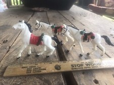 Antique Toy Horses Hard Plastic Native American White Horses