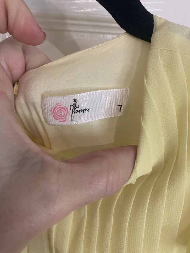 Vestido de fiesta largo amarillo con lazo Happy Rose para niñas talla 7 usado Foto 2 de 4