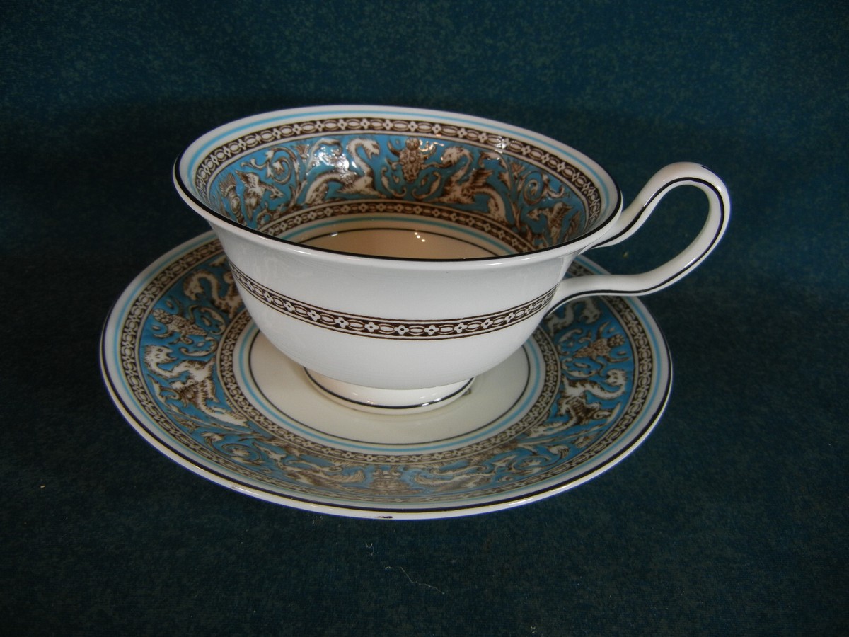 Wedgwood Florentine Turquoise Pattern W2714 Peony Shape Cup and