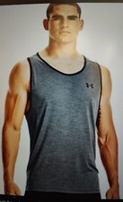 Under Armour Mens UA Tech 2.0 Gym Training Fitted Tank Top Size SM Pitch Grey