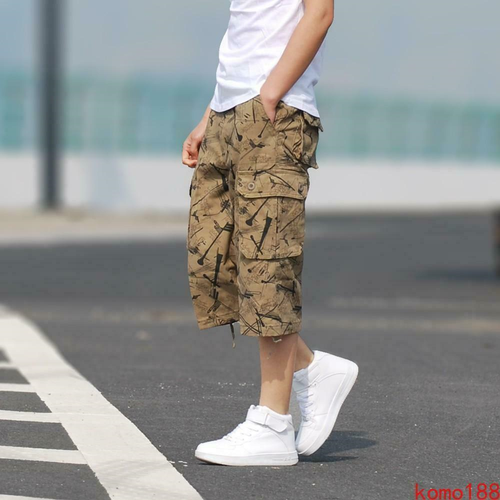 Mens 3/4 Length Camouflage Cargo Pants 