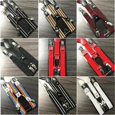 New Mens Womens Wedding 4 Clip-on Suspenders Elastic Y-Shape Adjustable Braces