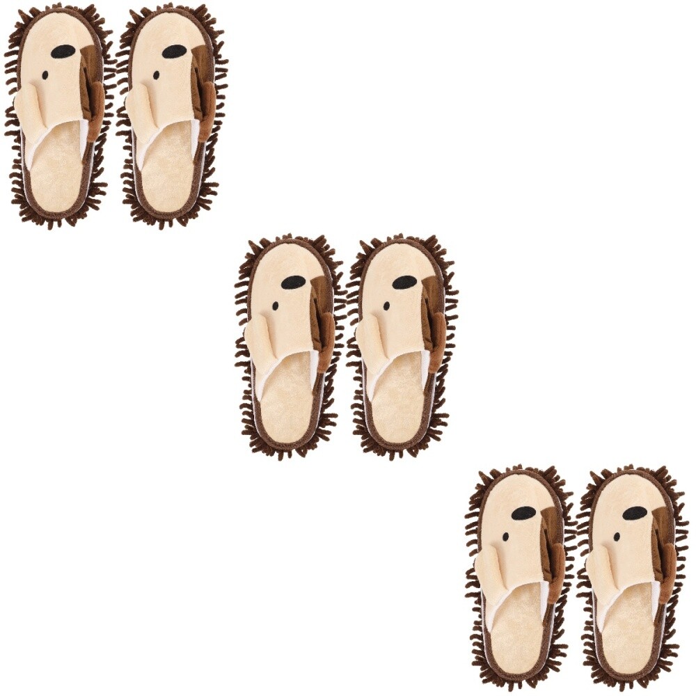 APL 3 paia di pantofole posteriori per pulizia mop lavabili pantofole cartone animato mop pantler