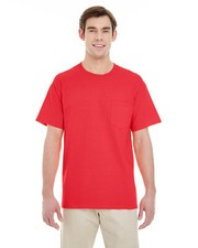 5 PACK OF Gildan G530 Adult Heavy Cotton 5.3 oz. aped Neck Pocket T-Shirt
