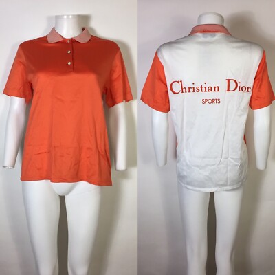 Vtg Christian Dior Sports Orange Polo Top M
