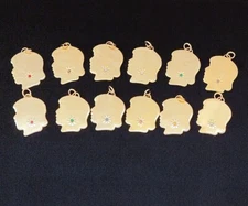 Girl Silhouette Flat Head with Birthstone Gold Plated Engravable Charm
