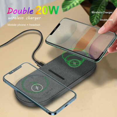 40W  Dual Wireless Charger Induktionsladegerät Ladestation für iPhone/ Samsung