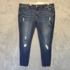 Kancan Jennifer Jeans Womens Tag Size 3XL Blue Mid Rise Super Skinny Distressed
