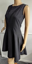 NEW LOOK Black Lace Insert Sleeveless Skater Fit & Flare Dress Size UK 8