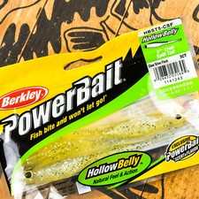 BERKLEY POWERBAIT Hollow Belly Split Tail Soft Minnow 5" 3ct CLEAR SILVER FLECK