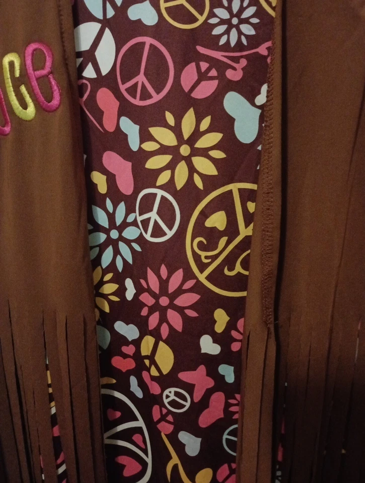 Хэллоуин костюм мира и любви хиппи хиппи женщин Sz S бахрома серьги/ожерелье  - Изображение 2 из 4