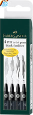 FABER-CASTELL 167115 - Tuschestifte Pitt Artist Pen, 4Er Packung, Inhalt: M, F, 