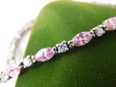 Sterling Silver Pink Ice Marquise Sparkling CZ 7.25 display picture 2