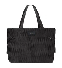 Victorias Secret Crinkle Tote Bag Black Purse Shopper Overnight Travel Weekender