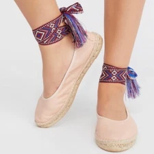 Free People Maya Wrap Espadrilles - Size 36/US 6 - Color Pink