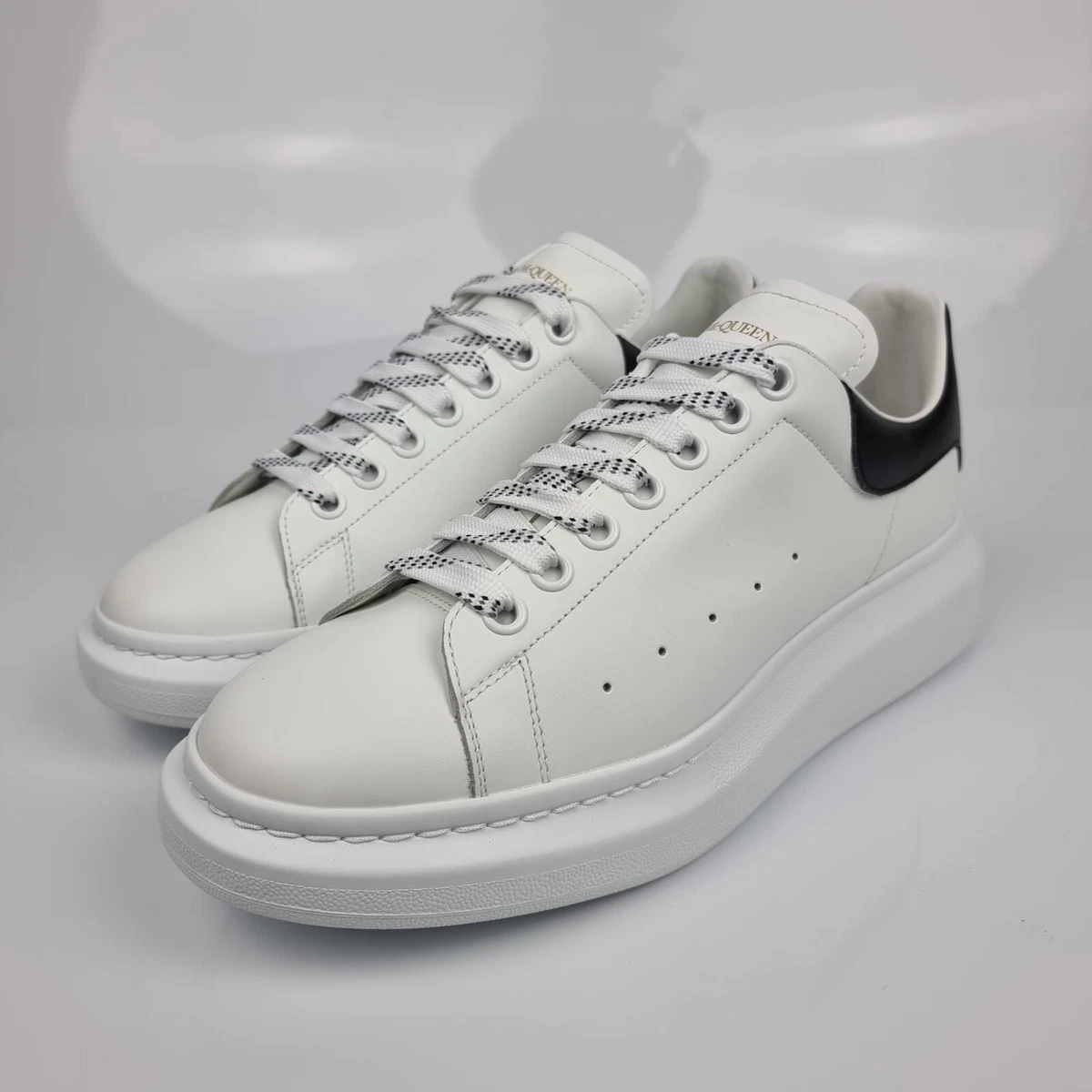 Alexander McQueen Larry Black And White Leather Sneakers New Size 40 US 7