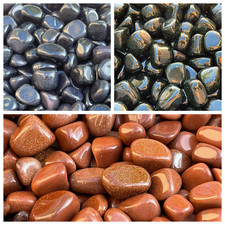 Red, Blue and Green Goldstone Tumbled Stone, 0.75-1.25" Tumbled Goldstone, Bulk