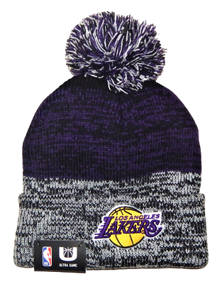 LOS ANGELES LAKERS Men's Premium Cuffed Knit Winter Hat Pom Beanie NWT  $30