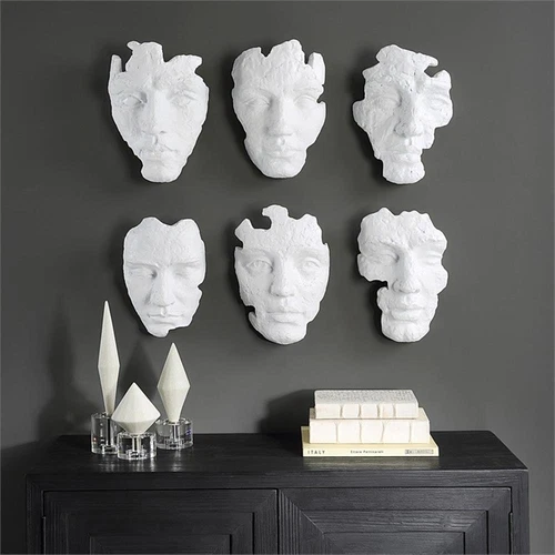 Uttermost Self-Portrait 6-Piece Contemporary Polyresin Mask Wall Decor in White - Picture 6 of 6