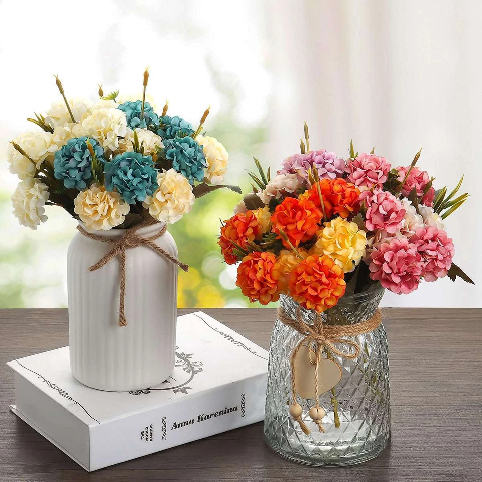 10 Heads Artificial Hydrangea Flowers Silk Bouquet Party Home Decor UV Resistant - Image 3 of 4