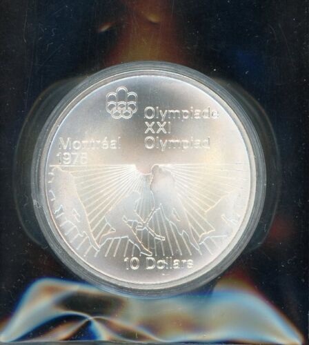 1976 Canadian Silver $10 Dollars Coin Montreal XXI Olympiad Games - Picture 1 of 2