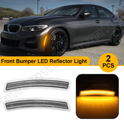 LED Front Bumper Side Marker Lights Reflector For 2019-23 BMW 3